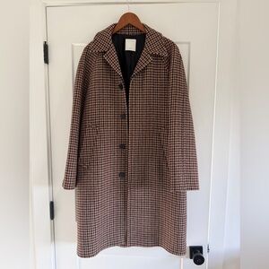 Sandro - Houndstooth Wool Car Coat - Size Medium